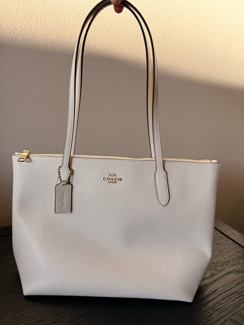 Coach Cream Leather Tote with Gold Hardware